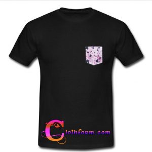 Rose flower Print Pocket T-Shirt