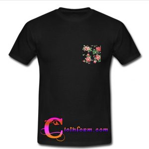 Rose flower Print Pocket T-Shirt