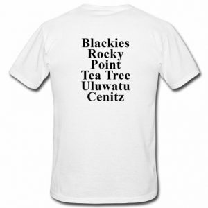 Blackies Rocky Point tea tshirt back