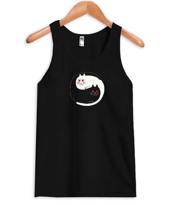 yin yang cat with eyes love Tank top