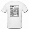 Beer Nutrition Facts T Shirt back
