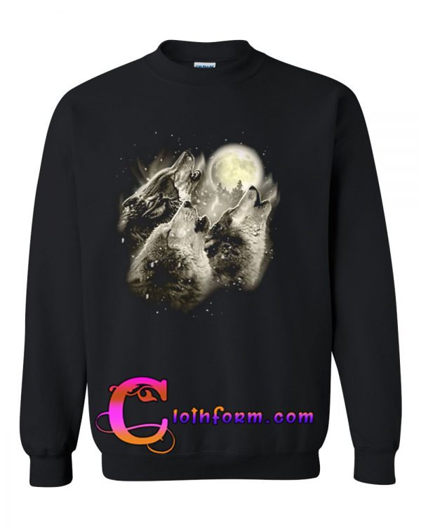 Three Wolves and Moon Sweatshirt