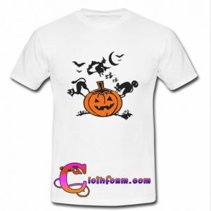 Halloween Cat Pumpkin Face T Shirt