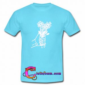 hold flower hand t shirt