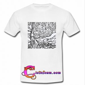 Starry Night Outline Van Gogh T-shirt