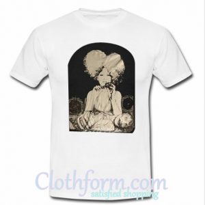 Afro curly hair girl eating dead zombie t shirt