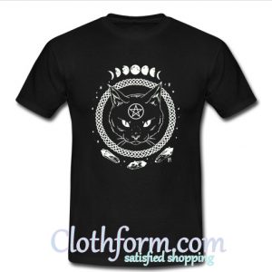 Gothic Moon Phase Witchcraft Cat t shirt