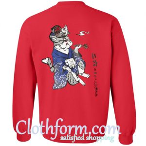 japanese cat sweatshirt back