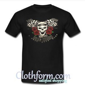 skull roses drag riders real road race t shirt