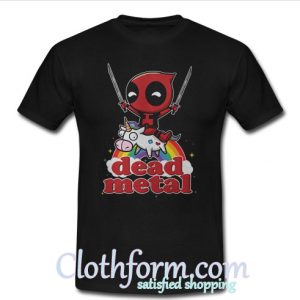 Deadpool riding unicorn metal shirt