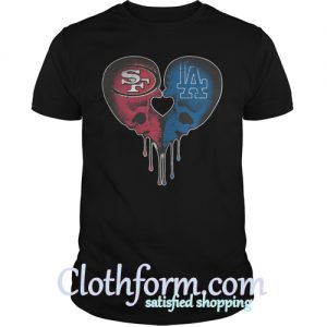 Los Angeles and San Francisco dodgers skull love shirt