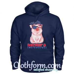 Merica Patriot pig 4th of July American hoodie