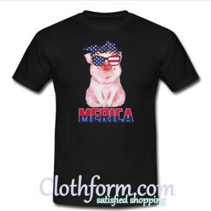 Merica Patriot pig 4th of July American t shirt
