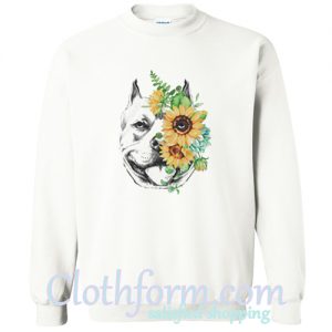 Pitbull Face Flower Shirt Pitbull Mom Gift Pittie Mom Sweatshirt