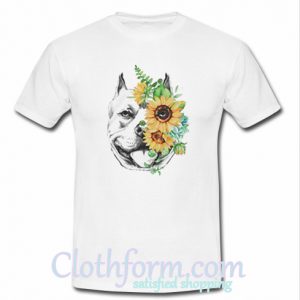 Pitbull Face Flower Shirt Pitbull Mom Gift Pittie Mom T-Shirt