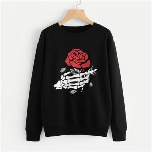 Black Floral Graphic Print Sweatshirt