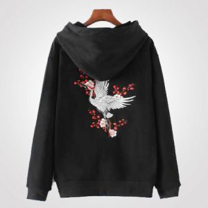 Crane Embroidered Hoodie