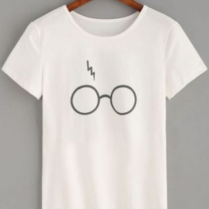 Glasses Lightning Print T-shirt