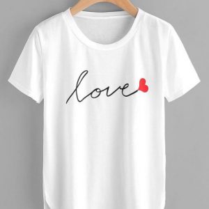 Letter Print Love Tee Shirt