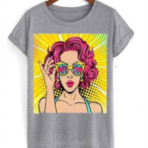 Wow pop art face t-shirt