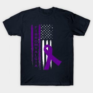 Fibromyalgia Awareness Fibro Us America Flag T-Shirt AI