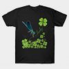 Womens Lucky Dragonfly Shamrock St Patrick's Day V-Neck T-Shirt AI