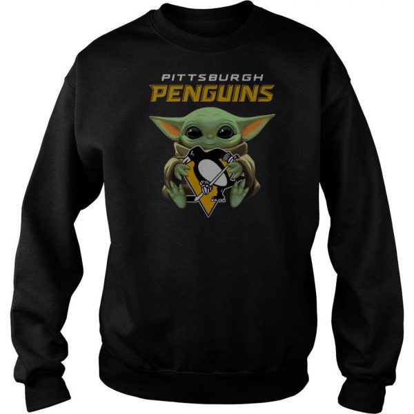 Baby Yoda Hug Pittsburgh Penguins Sweatshirt SN