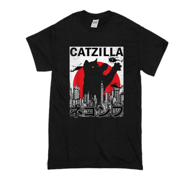 Catzilla Japanese Vintage Sunset T-Shirt SN