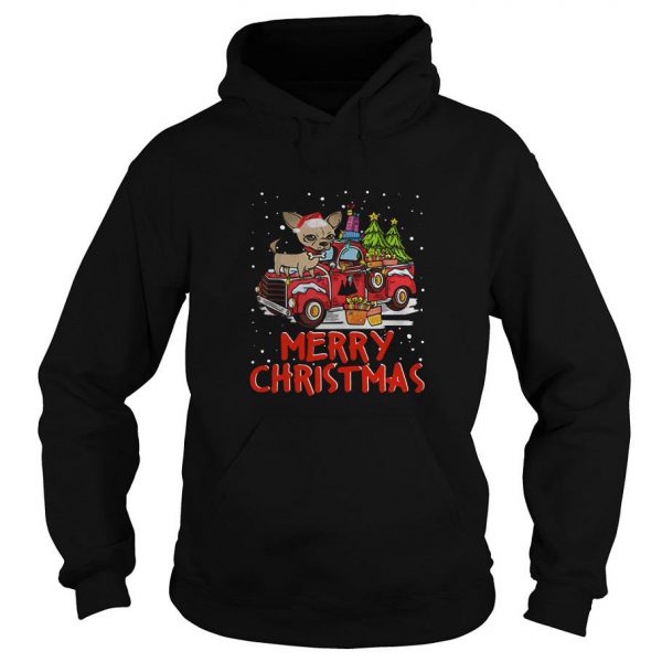 Chihuahua Rides Red Truck Merry Christmas Pajama Hoodie SN