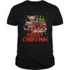 Chihuahua Rides Red Truck Merry Christmas Pajama T Shirt SN