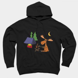 Cool Funny Moose Camping Hoodie SN