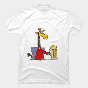 Giraffe Drinking Beer T Shirt SN