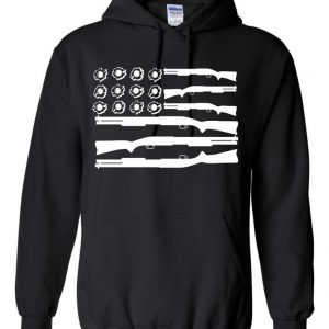 Gun and Bullet Hole American Flag... Hoodie SN