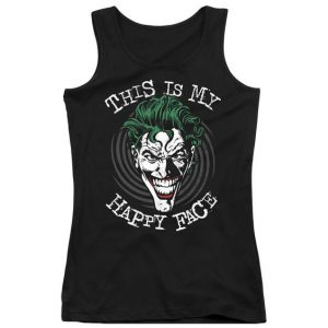 Happy Face Spiral Black Tank Top SN