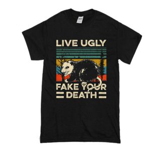 Live Ugly Fake Your Death Retro Vintage T-Shirt SN