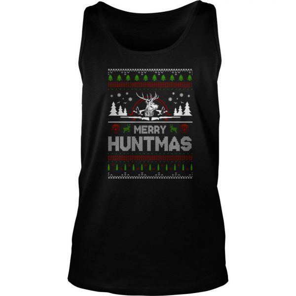 Merry Huntmas Ugly Christmas Tank Tops SN