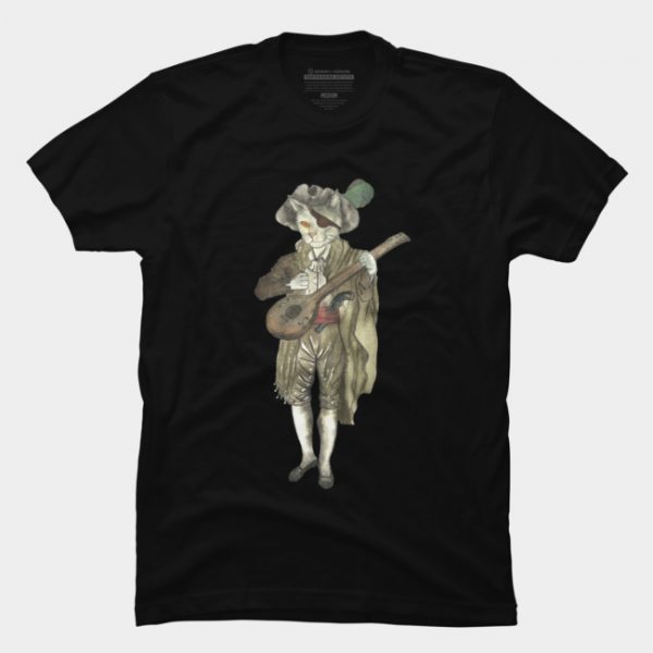 Pirate Cat Musician Playing Banjo T Shirt SN