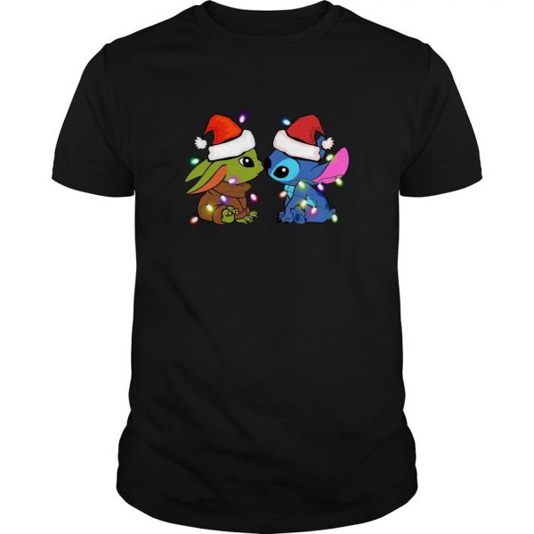 Santa Baby Yoda And Stitch Christmas Light T Shirt SN