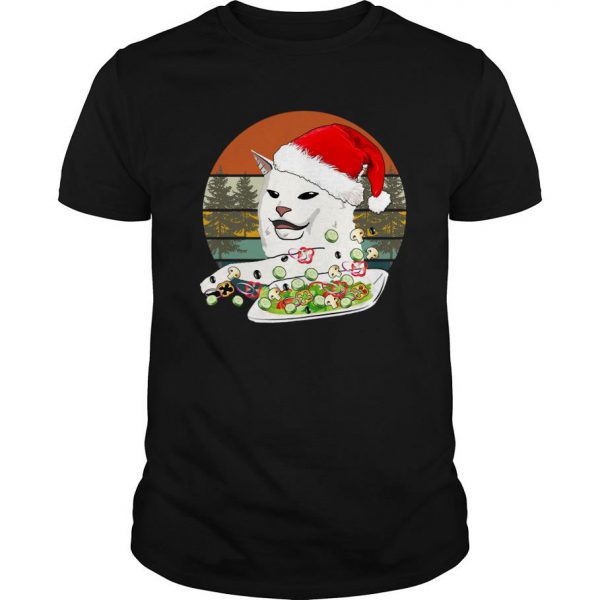 Santa Cat Woman Yelling At A Cat T Shirt SN