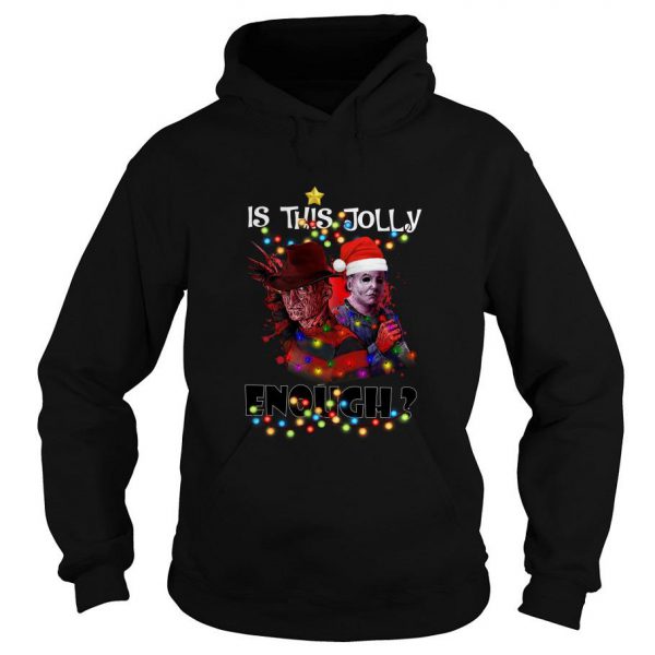 Santa Freddy Krueger And Michael Myers Is This Jolly Enough Christmas Hoodie SN