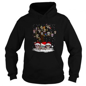 Santa Sugar Skull And Tree Christmas Light Hoodie SN