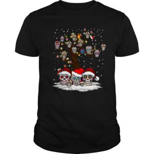 Santa Sugar Skull And Tree Christmas Light T Shirt SN