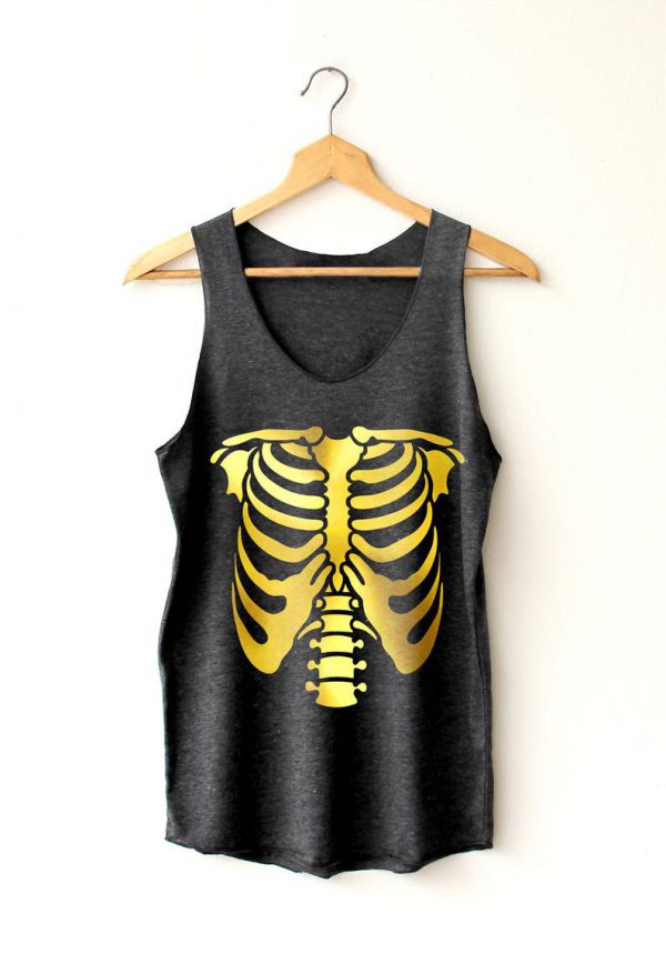 Skeleton Bones Halloween gold Tanks Tops SN