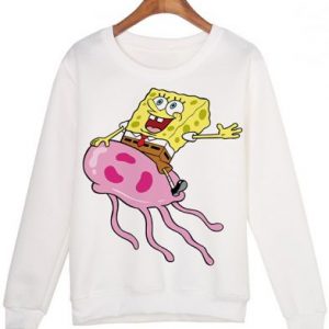 SpongeBob White Pullover Sweatshirt SN