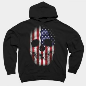 USA flag Skull Motive Hoodie SN