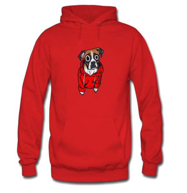 Red Hoodie Boxer Dog Hoodie SN