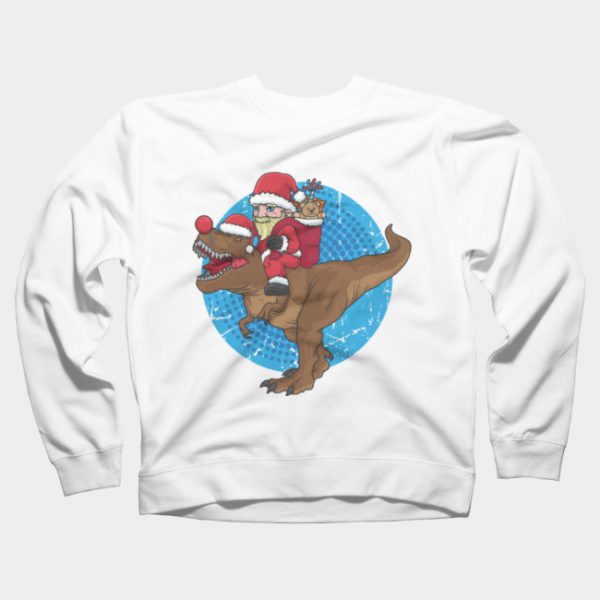 Christmas Santa Claus Riding T-rex Sweatshirt SN