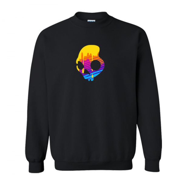 Graffiti Drip Skull Sponge Crew Sweatshirt SN