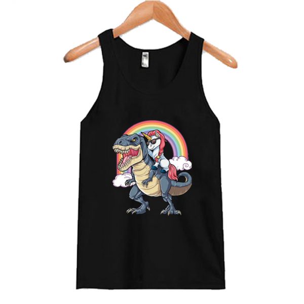 Unicorn Rainbow Riding Dinosaur T-Rex Tank Top SN