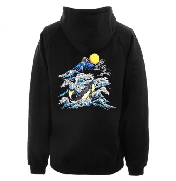 Japanese Aesthetic Waves Hoodie Back SN